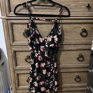 Mimi Chica Black Dress with Pink Floral Design